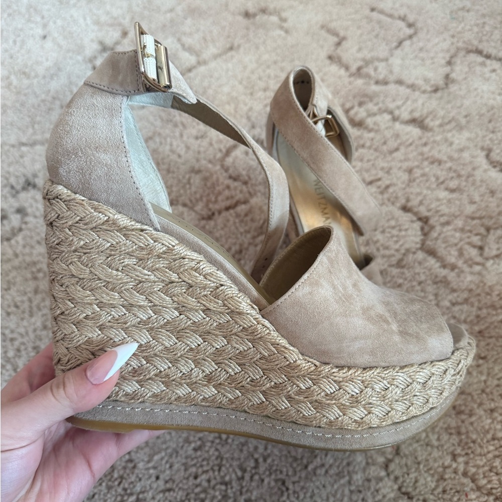 Stuart Weitzman Beige Wedge Sandals